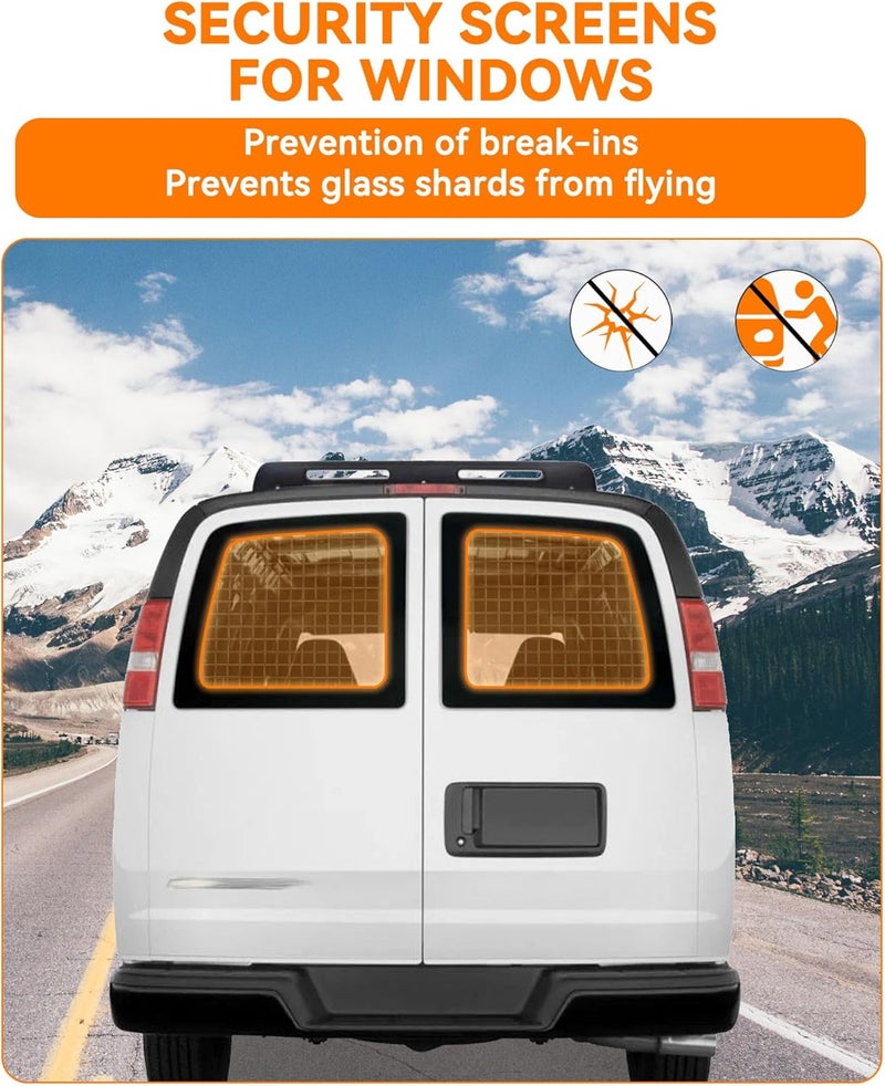 MELIPRON Rear Window Security Screens Fit for Chevy Express/GMC Savana Cargo Van Safety Screens 2PCS - Image 4